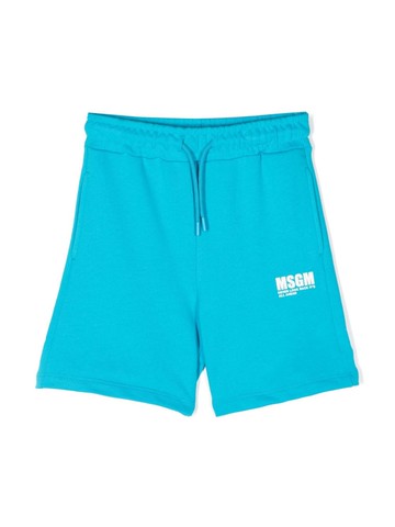 MSGM Kids - logo-print shorts - kids - Cotton - 6 yrs - Blue