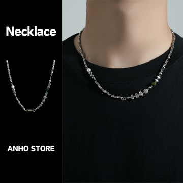 【ANHO】現貨在台/莫比烏斯/碎銀/串珠/拼接/項鍊/鎖骨鍊/嘻哈/鈦鋼