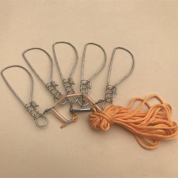 不銹鋼路亞魚鎖鎖扣 控魚穿魚器活魚扣 帶繩子鎖魚器垂釣用品漁具