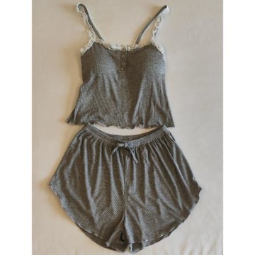 莫代爾帶胸墊睡衣女夏季吊帶短褲兩件套新款純欲風簡約純色家居服