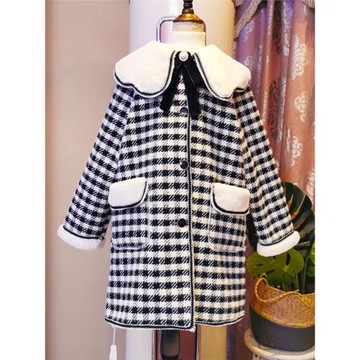 女童格子外套加絨加厚小香風秋冬款衣服2025冬裝兒童羊羔毛毛大衣