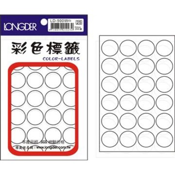 【阿翔小舖】『LONGDER』龍德 20MM透明圓點標籤 LD-500 白 透明 24格 288張 20包
