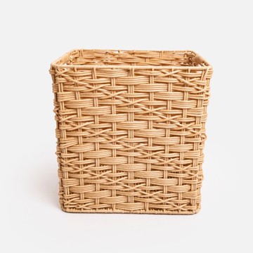 奧可利手工編織提把櫃內收納籃 斜紋方形