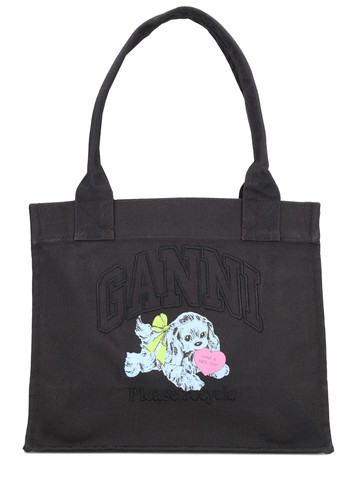 ganni "black puppy" tote bag