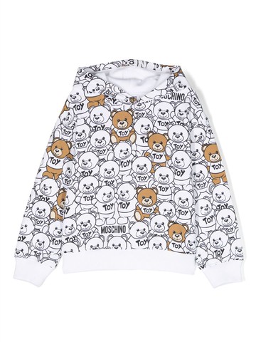 Moschino Kids - Teddy Bear-motif cotton hoodie - kids - Cotton/Cotton - 6 - White