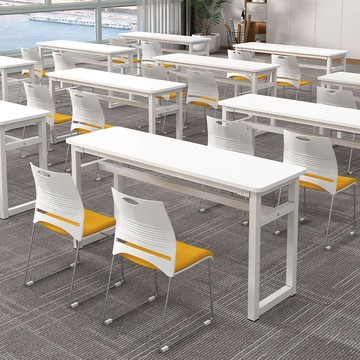 員工培訓桌長條桌培訓桌椅一體會議桌椅機構輔導班學生學習課桌椅[DD030109]