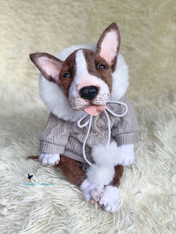 毛绒斗牛犬小狗 逼真的玩具