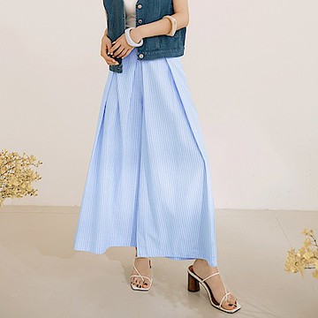 OB嚴選-簡約條紋打褶套裝寬褲