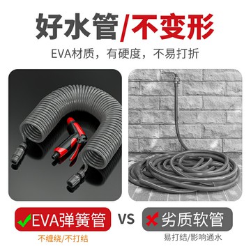 德力西高壓洗車水槍家用接自來水刷車彈簧伸縮水管澆花灑水噴頭