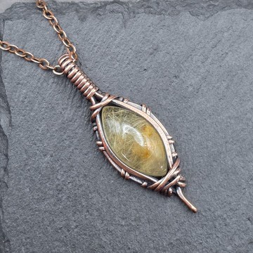 金鬆晶 造舊銅線吊墜 金屬繞線