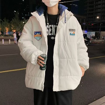 冬季新款保暖撞色連帽麵包服男時尚潮流休閒百搭寬鬆上衣男