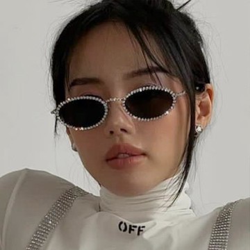 滿鉆橢圓框太陽鏡 ins網紅高級感個性墨鏡 時尚千禧辣妹鑲鉆墨鏡