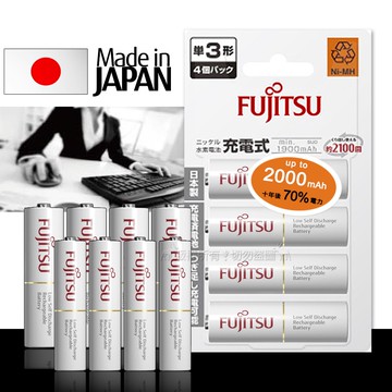 【FUJITSU 富士通】低自放電鎳氫充電電池 (3號1900mAh+4號750mAh各4顆)送電池盒