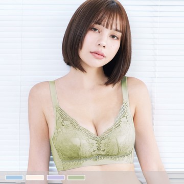 無鋼圈【B～C罩杯】純情花香 舒適薄襯無痕側背片 內衣 9176