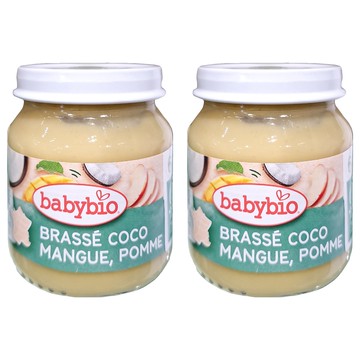 babybio 生機芒果椰奶蘋果米泥  130g  2罐  椰奶芒果鳳梨