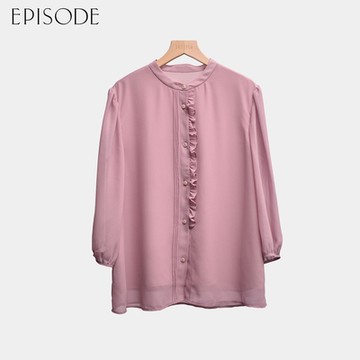 EPISODE - 氣質百搭木耳邊透膚七分袖雪紡衫E43321
