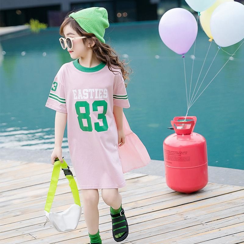 子供服 ワンピース 半袖 春夏 女の子 韓国ファッション キッズワンピース 膝丈 チュニック 子供ドレス ジュニア 薄手 通販  LINEポイント最大GET LINEショッピング