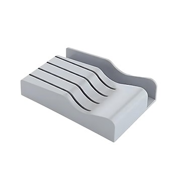 北歐風刀具砧板收納架  ABS塑膠材質  可收納4種不同刀型+砧板  台階式設計  灰色  1個