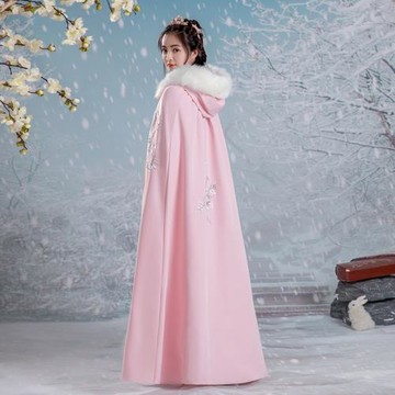 古裝漢服披風中國風加絨加厚冬款長款披肩毛領斗篷女秋冬保暖外套