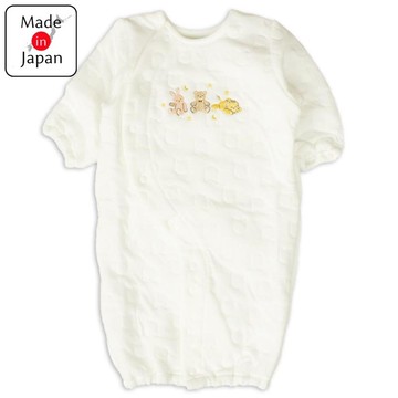 akachan honpo - 長袖保暖鋪棉連身衣-小熊-米白色 (50~60cm)