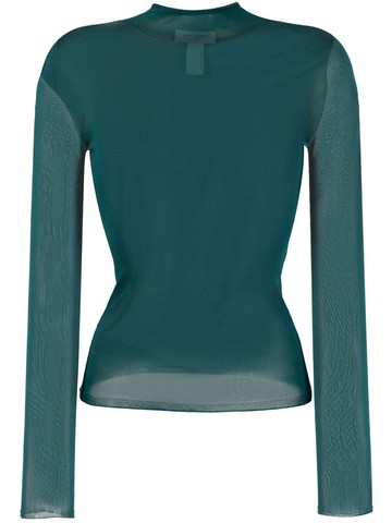 Saint Laurent - semi-sheer knitted top - women - Spandex/Elastane/Fabric - L - Green