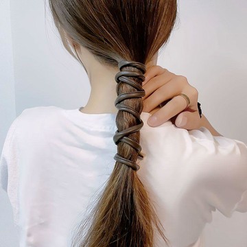 【七號】皮革束髮帶女綁扭扭棒電話線髮圈網紅皮筋頭繩扎馬尾頭飾免運