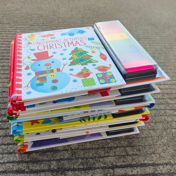 💖臺灣出貨💖手指印畫冊畫畫塗鴉塗色本繪畫工具顏料無毒兒童聖誕禮物08Qr