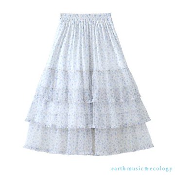 〈earth music〉層次網紗印碎花蛋糕裙