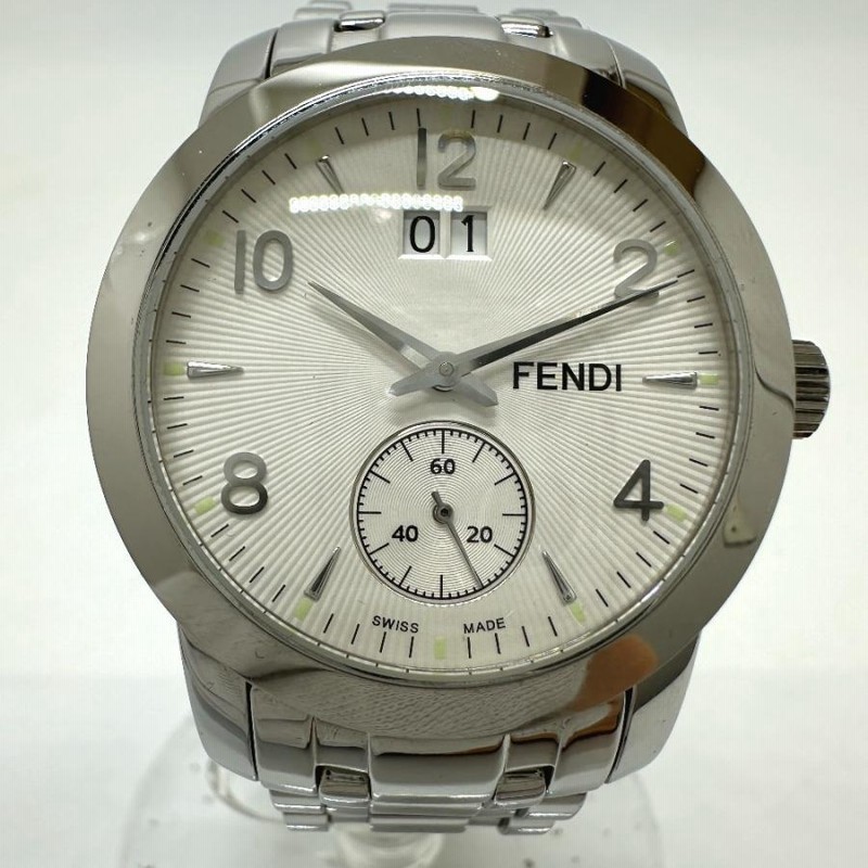 FENDI シルバー アナログ時計 美品]FENDI 210L 腕時計 シルバー ブラック 新品電池 Y2K 希少