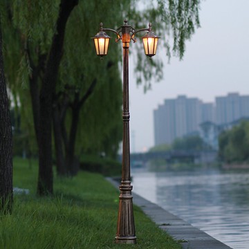庭院燈別墅燈草坪路燈 復古雙頭歐式六角戶外燈高桿3米景觀燈防水