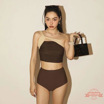 2022年新款法式復古港風性感顯瘦遮肚溫泉度假比基尼分體游泳衣女