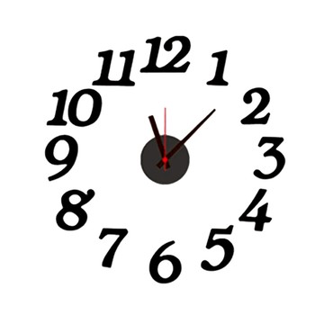 E.dot DIY壁貼靜音數字掛鐘時鐘 低分貝機芯 自由組合  黑色