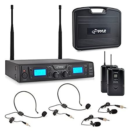 Pyle UHF Wireless Microphone ＆ Rack Mountable Receiver System Belt Packs, Lavelier Lapel MIC Travel Case 16 Channel Frequency Independent Channel