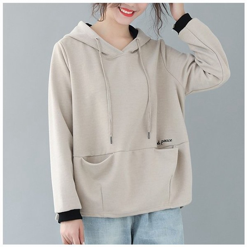 トップス プルオーバー パーカー ミディアム丈 袖あり 長袖 襟付き フード付き ストレート ワイド ポケット サイドスリット かわいい 大人可愛い シンプル 通販 Lineポイント最大0 5 Get Lineショッピング