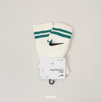 NIKE EVERYDAY PLUS CUSHIONED 米白綠 雙勾 刺繡 復古 長襪【DQ9165-133】現貨