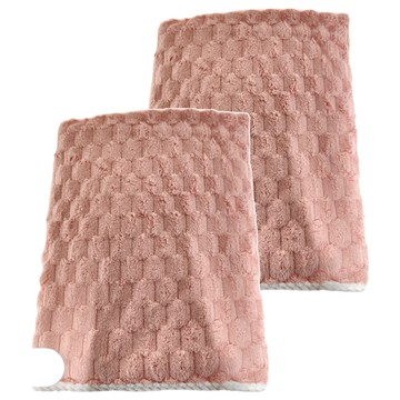 星紅織品 雲朵格子瞬吸絲絨浴巾 粉色 70*140cm 100%超細纖維  2條