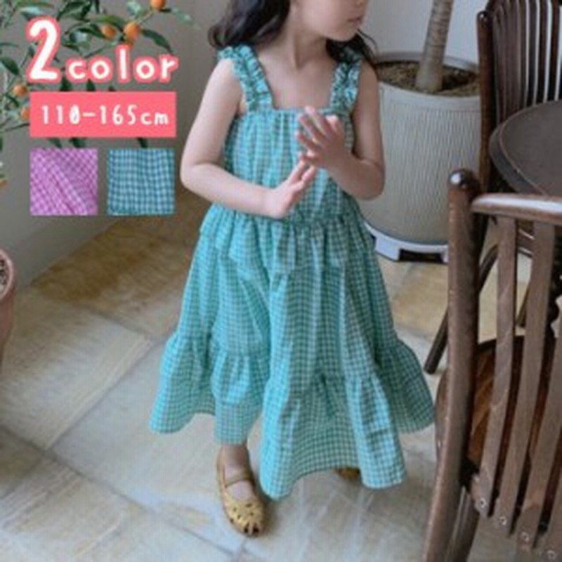 ワンピース キャミワンピ 110 165cm キッズ ジュニア 子供服 女の子 ガールズ ギンガムチェック ティアード かわいい 通販 Lineポイント最大6 0 Get Lineショッピング
