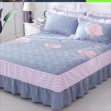 2019床裙四季通用防滑床裙棉夾棉單件床罩床裙式加厚保護1.5米