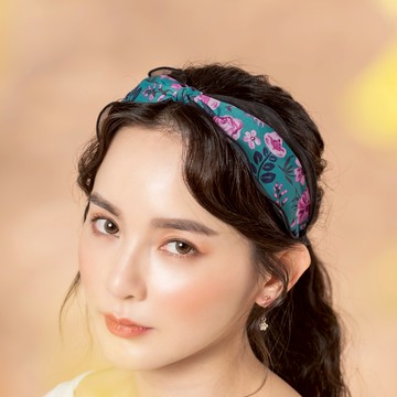 撞色花漾圖騰寬版髮箍-H10108