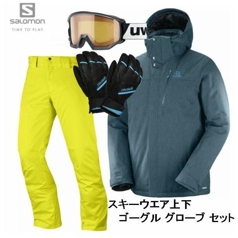 サロモン 2019 SALOMON FANTASY JKT Mens L40359900 Reflecting Pond STORMPUNCH  PANT Mens L40443800 Sulphur Spring スキーウェア ゴーグル グローブ セット | LINEブランドカタログ