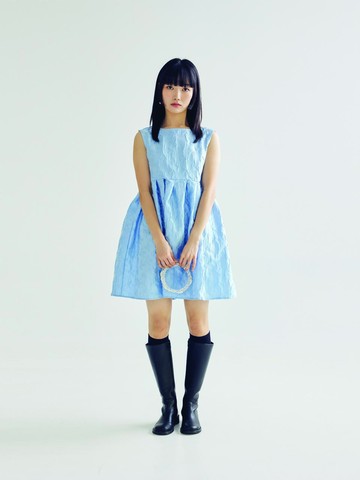 JACQUARD MINI DRESS - SKY