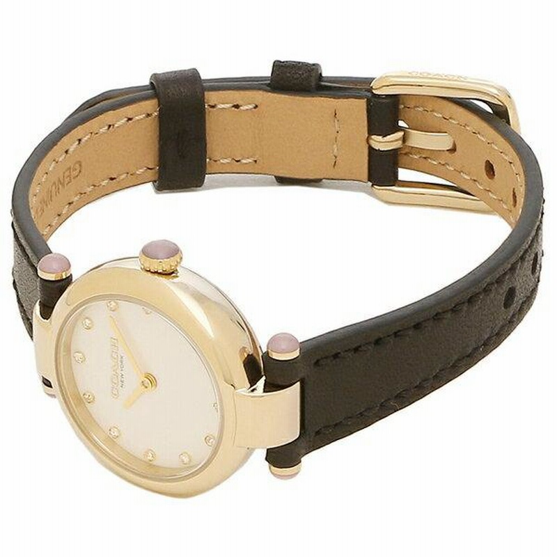 COACH クオーツ 腕時計 14504014 Coach Cary Chalk Black Leather Strap Women's Watch 14504014