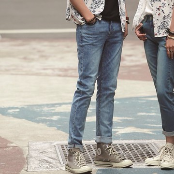 BIG TRAIN 輕薄特彈雪花剪接小直筒 淺藍BM7295-73