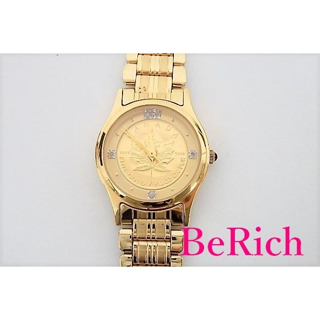 カナダのメイプルリーフ金貨 K18ゴールドのレディースウォッチ 腕時計 エルジン ELGIN カナダ メイプル リーフ 金貨 コイン 1/10 oz