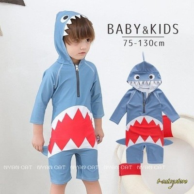 水着 スイムスーツ オールインワン 長袖 フード ワンピース サメ 鮫 スイムウェア キッズ 子供用 ベビー 赤ちゃん 男の子 女の子 水泳用品 かわ 通販 Lineポイント最大get Lineショッピング