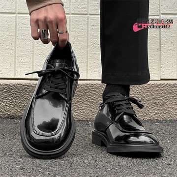 【台灣現貨】商務皮男女潮款小眾通勤德比厚底內增高英倫風18140-j