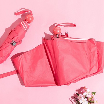 Prolla台灣唯一皮革傘 限量職人手工 仿皮革面料 抗UV晴雨傘 粉色