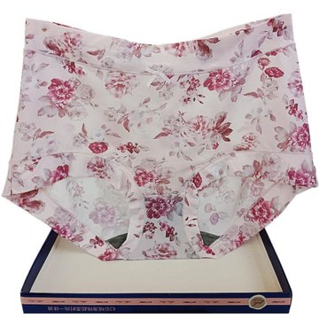 彩田內褲女冰絲石墨烯高腰31353印花牛奶絲大碼莫蘭迪色抗菌速干