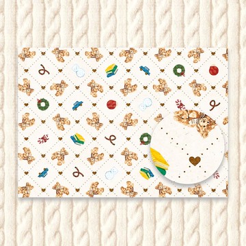 溫馨泰迪熊包裝紙 / 手帳紙 / 50張 A4 尺寸 100g