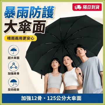 🔥現貨隔日到貨🔥超大雨傘 反向折疊傘 超大折疊傘 125公分雨傘 晴雨兩用 遮陽防曬太陽傘 雙人 三人大傘面雨傘 暴雨級